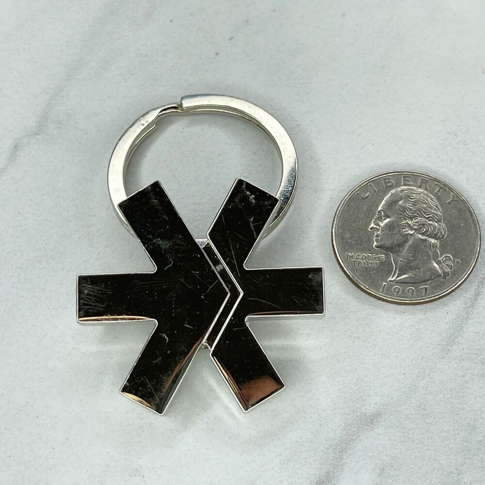 Silver Tone E-Trade Logo Advertising Keychain Keyring